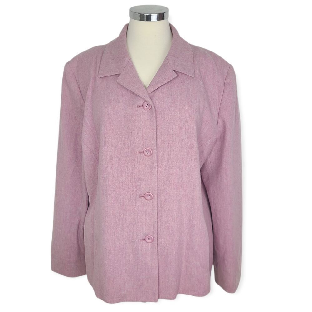 Pendleton Women's Pink Blazer Jacket Size 18 100% Virgin Wool Two Pockets Front
